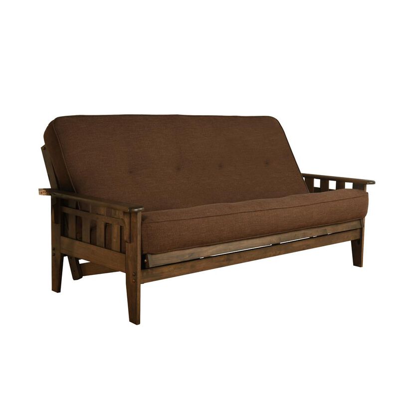 Tucson Frame-Rustic Walnut Finish-Linen Cocoa Mattress