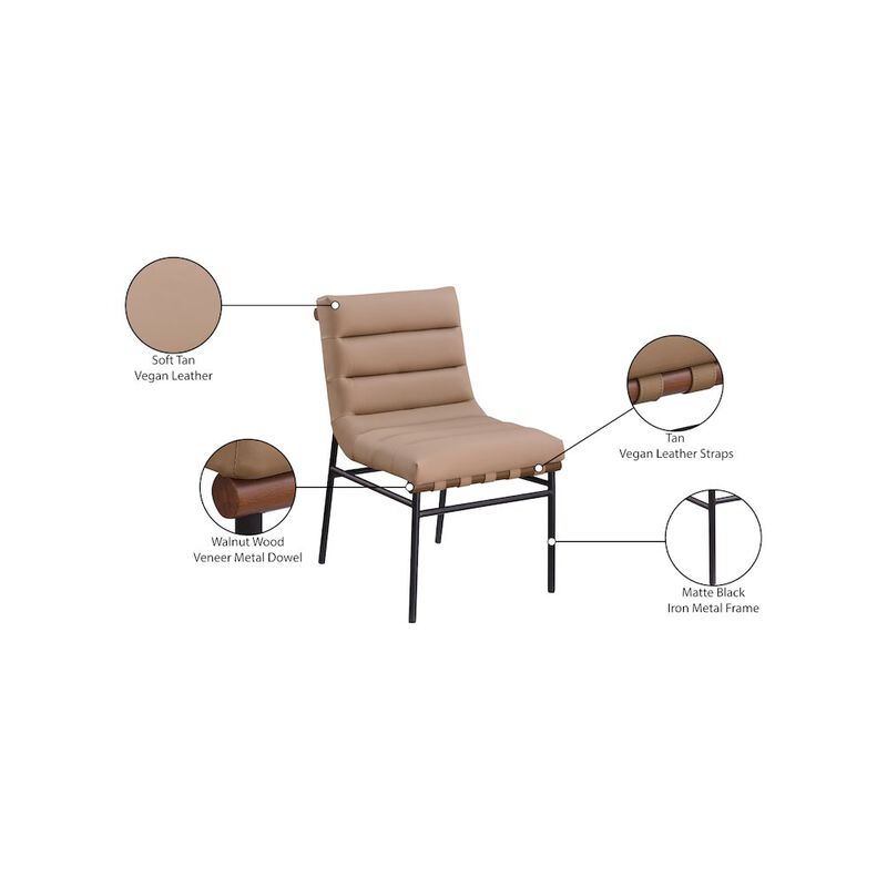 Meridian Furniture Burke Tan Vegan Leather Dining Chair, Set of 2