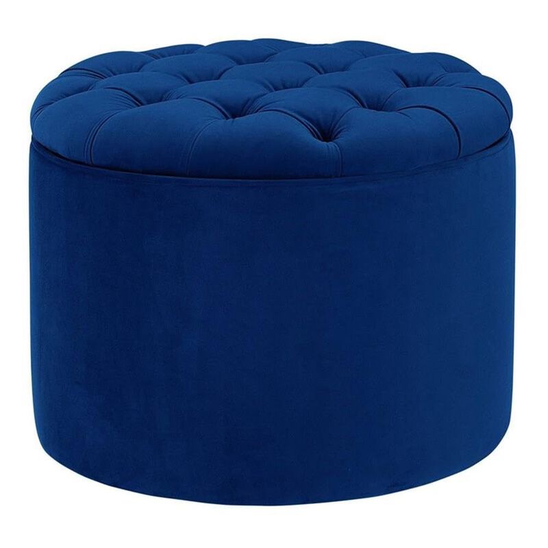 Tov Furniture Queen Navy Velvet Storage Ottoman image number 0