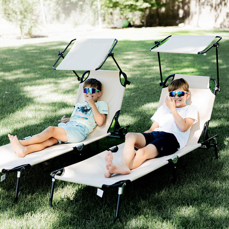 Hivvago 2-Piece Poolside Chaise Lounge Set with Sunshade image number 7