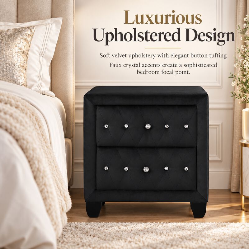 Ceralissiq Tufted 2-Drawer Nightstand image number 3