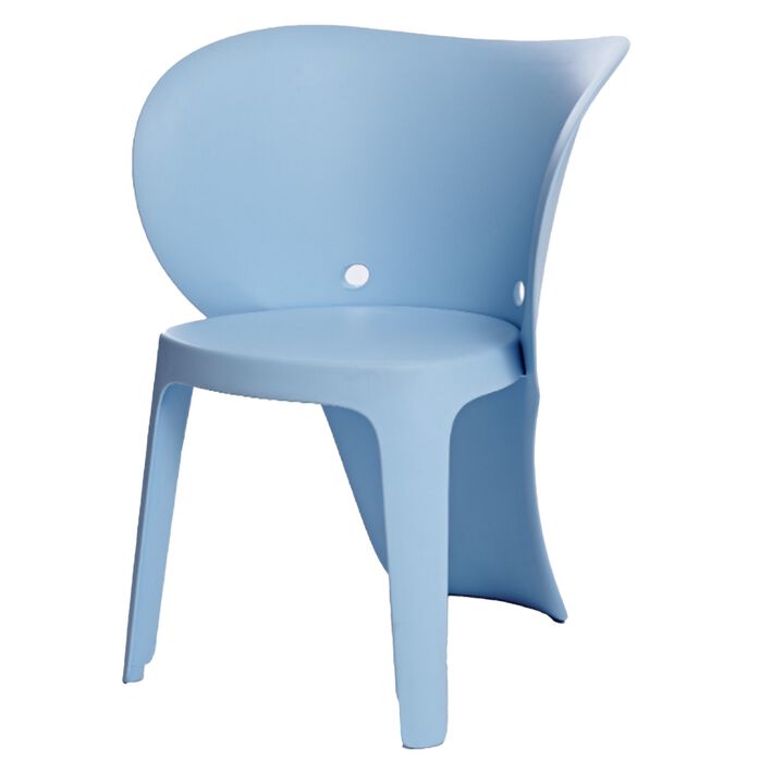 Fyna 16 Inch Kids Chair with Curved Back, Elephant Trunk Design, Blue - Benzara