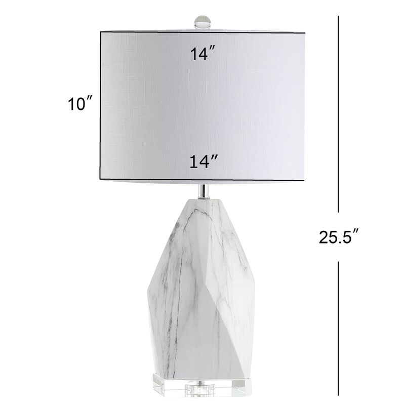 Oslo 25.5" Ceramic Marble/Crystal LED Table Lamp, White image number 3