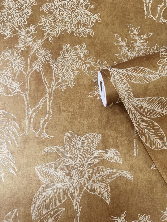 Zen Floating Foliage Gold Wallpaper DWP0361-04