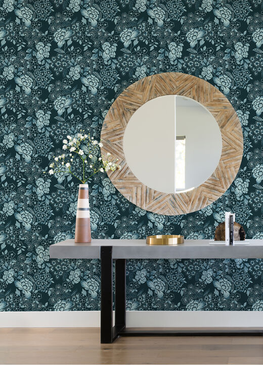 Irina Navy Floral Blooms Wallpaper