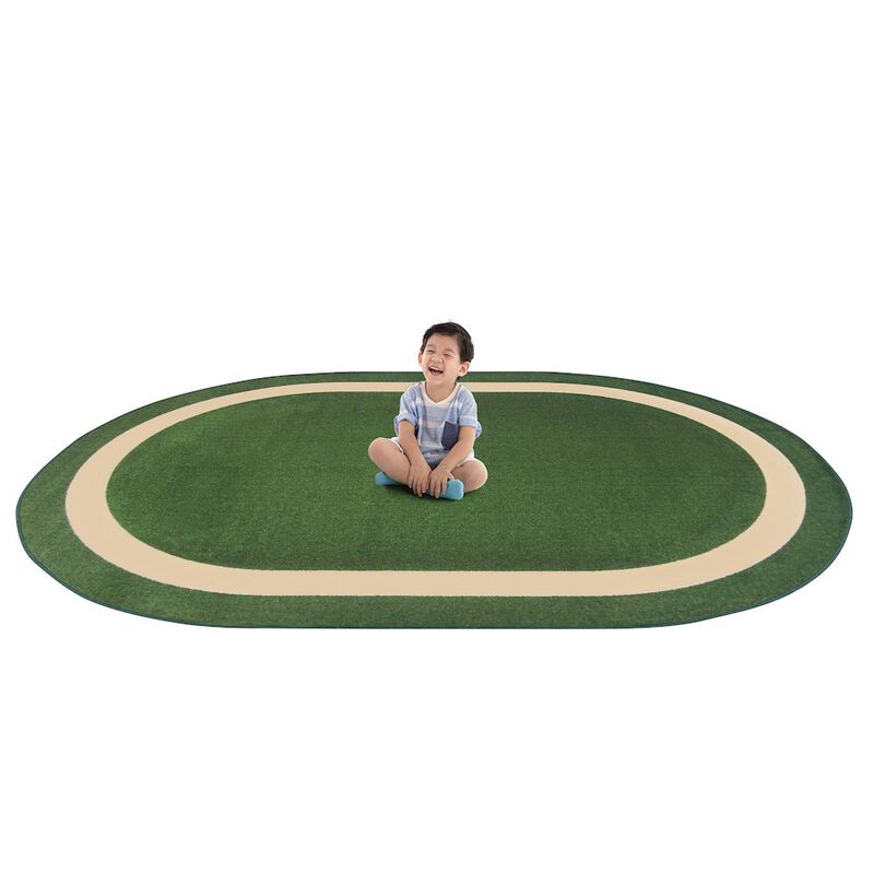 Joy Carpets Kid Essentials Portrait 10'9 x 13'2 Oval Area Rug in Color Heather