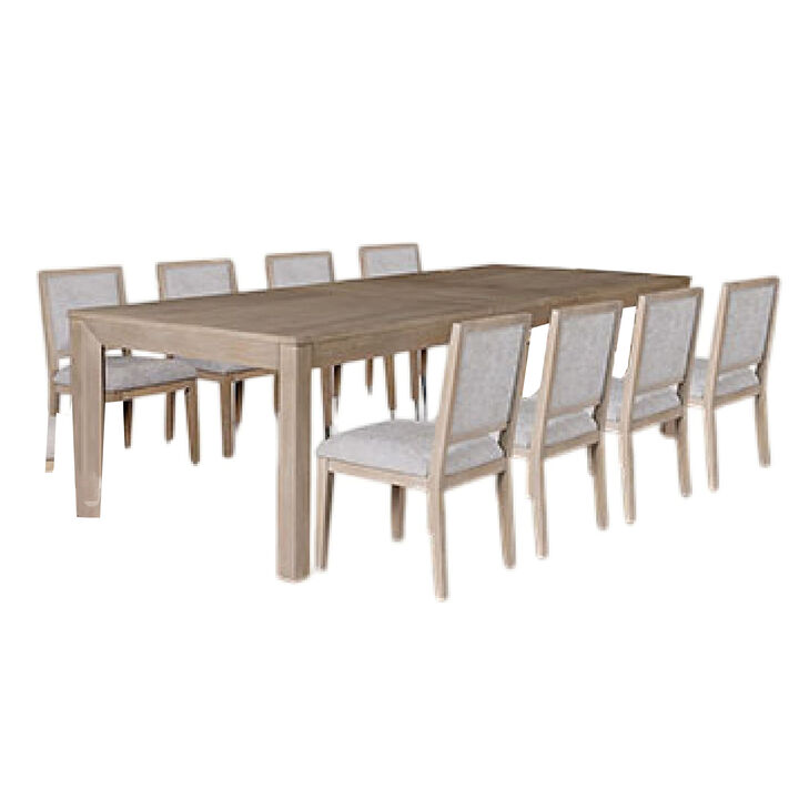 Kizie 9pc Dining Table Set, 94-118 Inch Extendable, Tawny Brown Chairs - Benzara