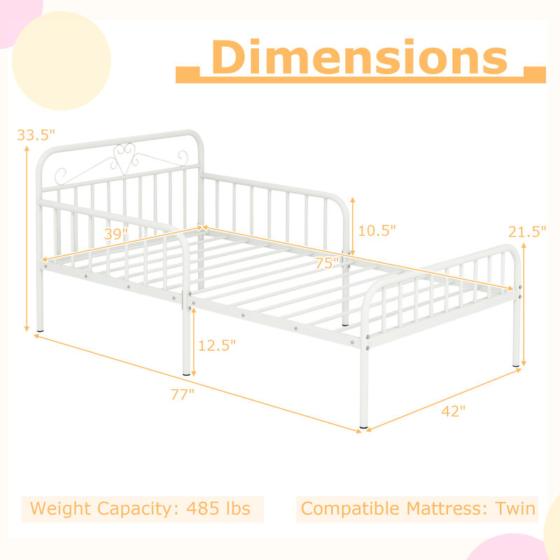 Bed Frame with Headboard and Safety Side Guardrails