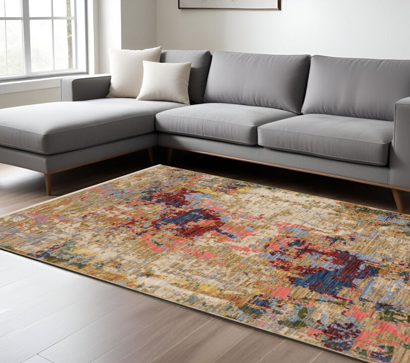 HomeRoots Abstract Runner Rug With Fringe
