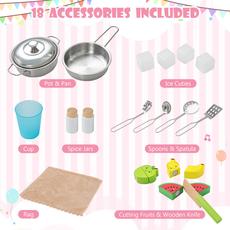 Wooden Pretend Play Kitchen Set for Toddlers – Interactive Toy Kitchen with Accessories