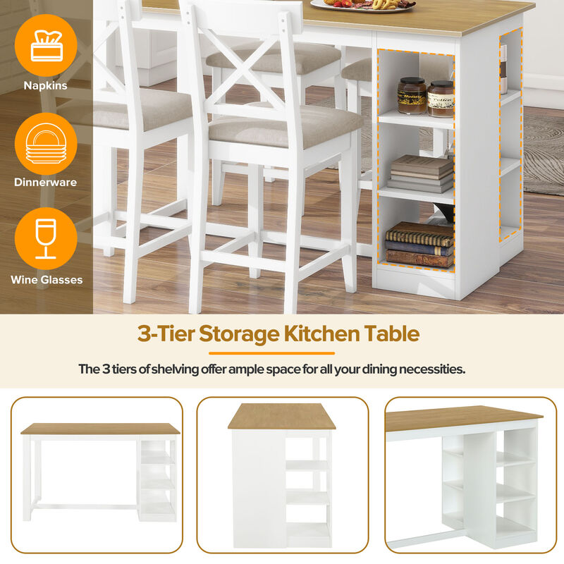 Merax Solid Wood Farmhouse Counter Height Dining Table Set