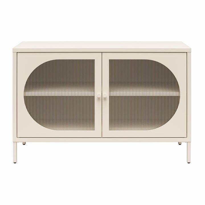Luna Wide 2 Door Accent Cabinet with Fluted Glass