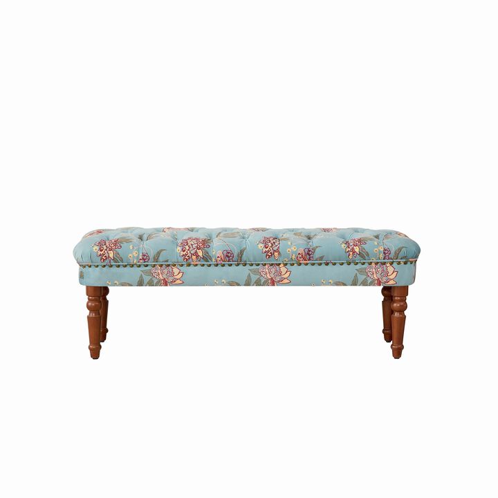 Zispu European Style Tufted Floral Bench