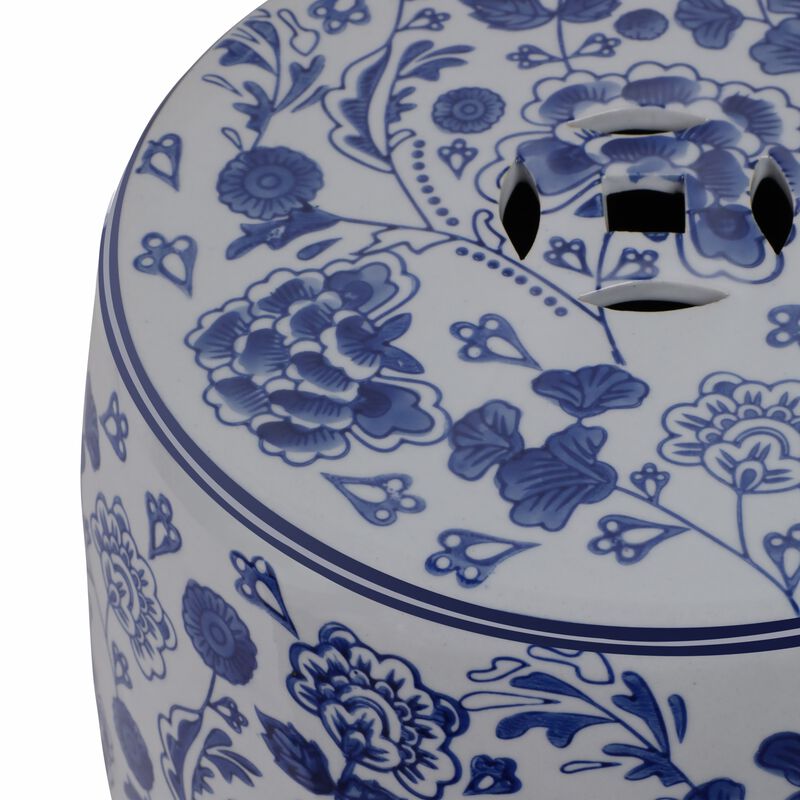 Hydrangea Chinoiserie Stool in Blue image number 4