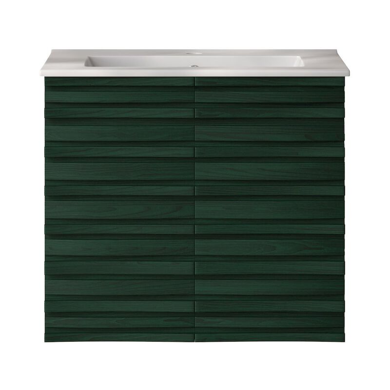 Cascade 24" Wall-Mounted Bathroom Vanity in Green Oak with Sink Top image number 0