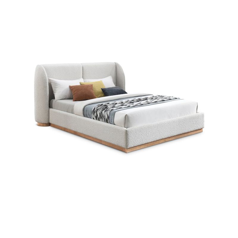 Meridian Furniture Jardin Cream Boucle Fabric King Bed