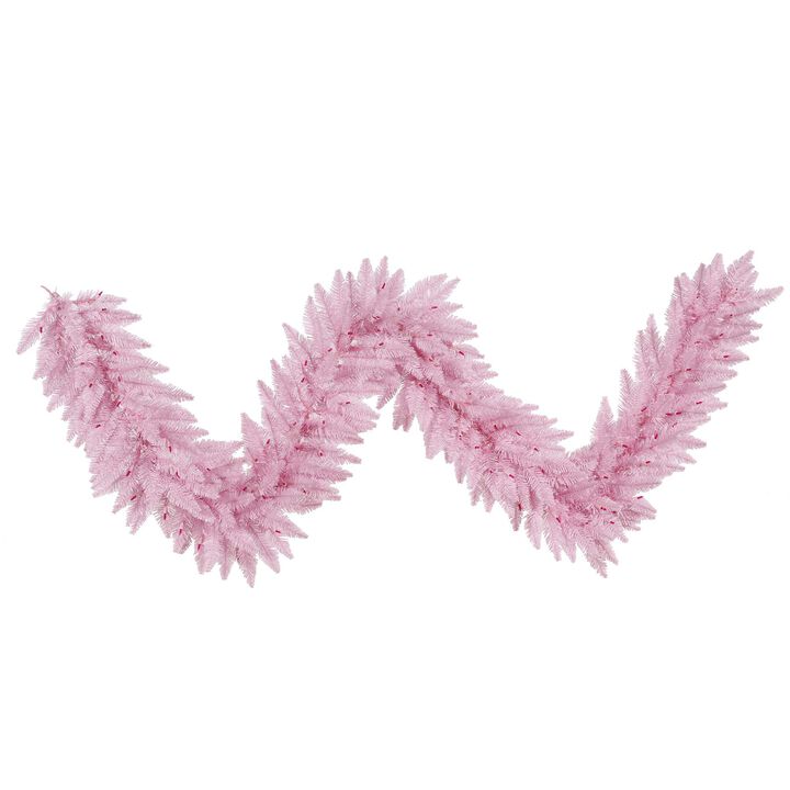 Vickerman 9' Pink Fir Artificial Christmas Garland, Unlit - Faux Fir Christmas Garland - Indoor Seasonal Home Decor