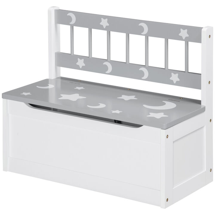 2-IN-1 Toy Chest, Kids Storage Bench Cabinet with Safety Pneumatic Rod, Grey