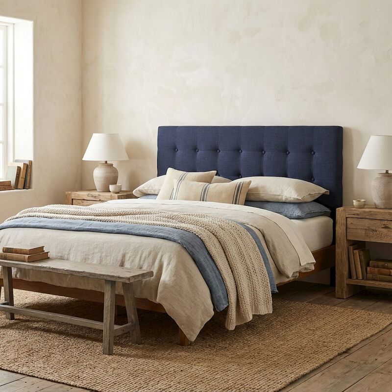 Upholstered Fabric Queen Headboard in Neutral Tone with Elegant Design image number 2