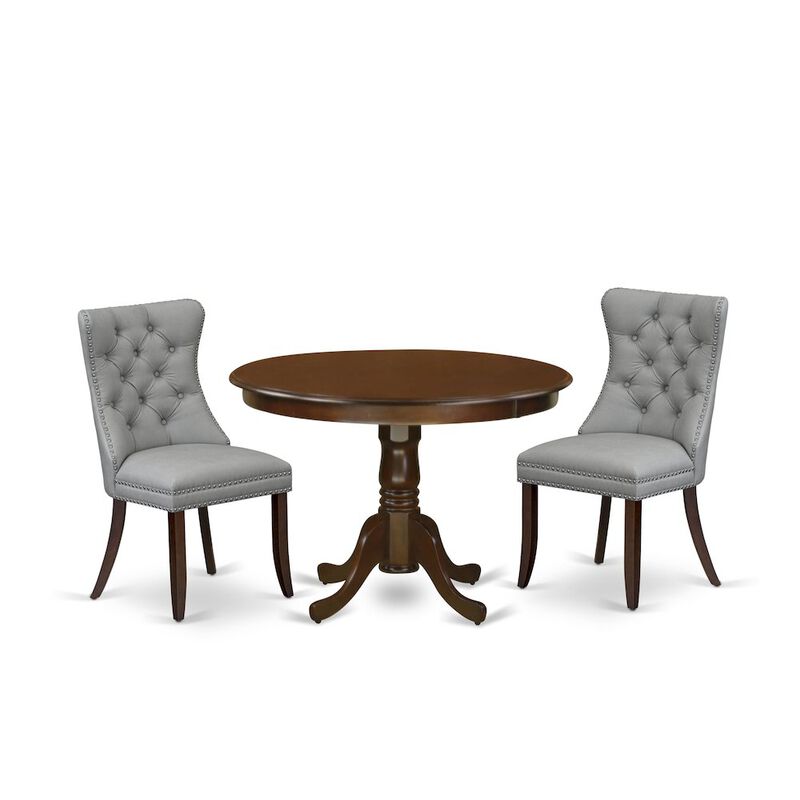 3 Piece Dining Set Consists of a Round Kitchen Table with Pedestal