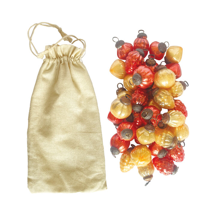 Embossed Pink & Sienna Mercury Glass Ornament Set