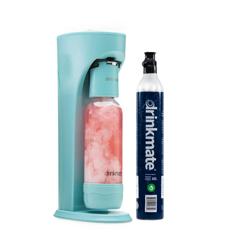 Drinkmate OmniFizz Sparkling Water and Soda Maker, Carbonates ANY Drink, with 60L CO2 Cylinder-Arctic Blue