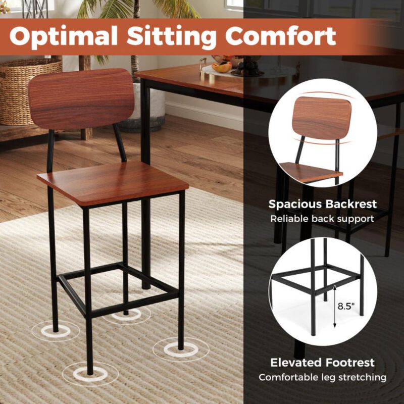 Hivvago 5 Pieces Industrial Dining Table Set with Counter Height Table and 4 Bar Stools