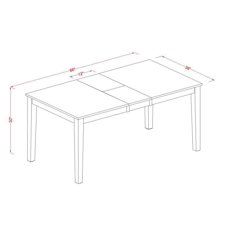 Nicoli Rectangular Dining Table 36"x66" with 12" Butterfly Leaf