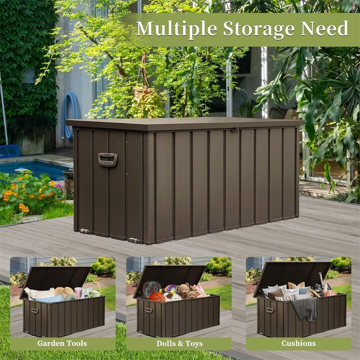 CLIHOME 160 Gallon Outdoor Portable Storage Deck Box,Large Patio Waterproof Lockable Storage Box with Side Handle and Mobile Roller