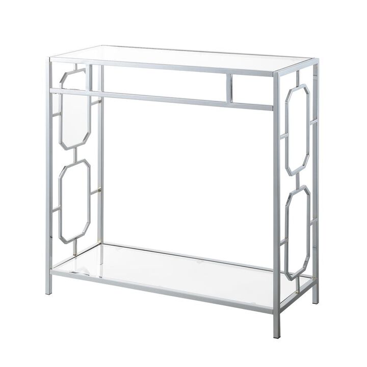 Convenience Concepts Omega Chrome Glass Hall Table with Shelf