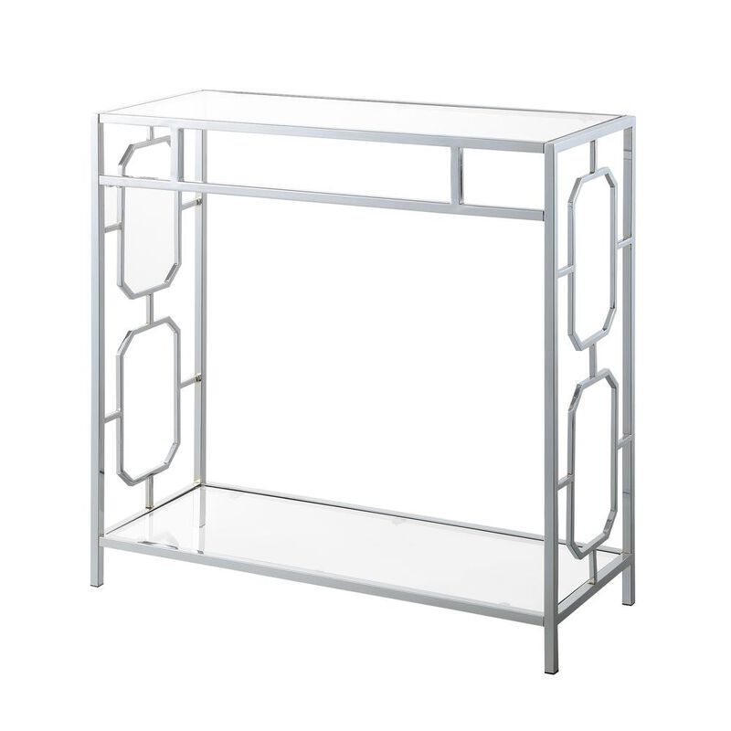 Convenience Concepts Omega Chrome Glass Hall Table with Shelf