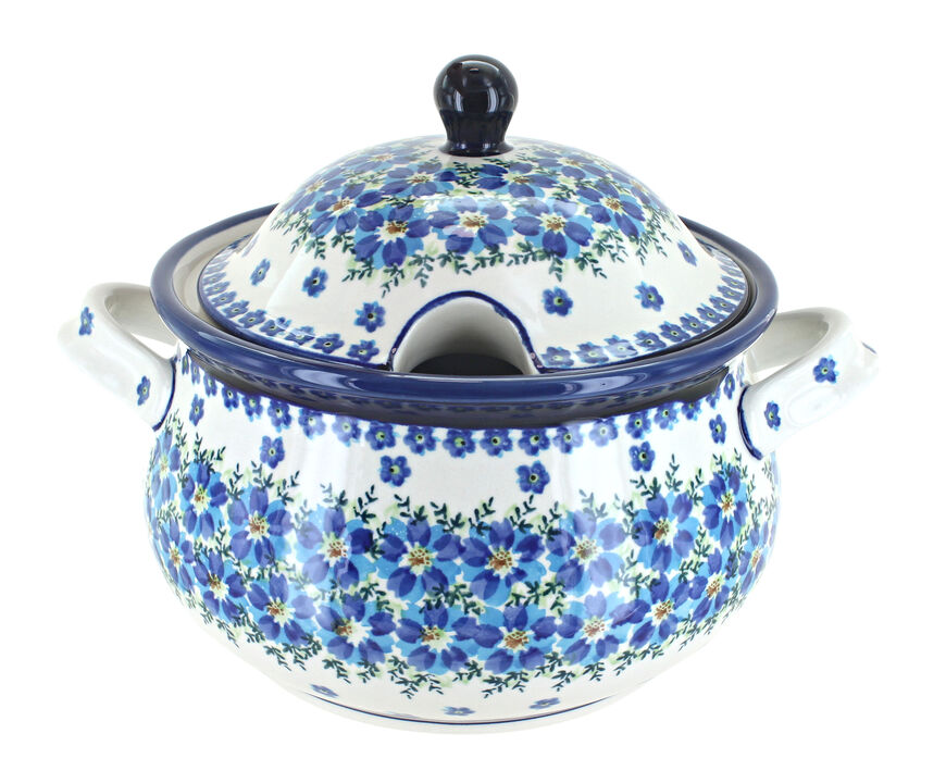 Blue Rose Polish Pottery Peacock Soup Tureen