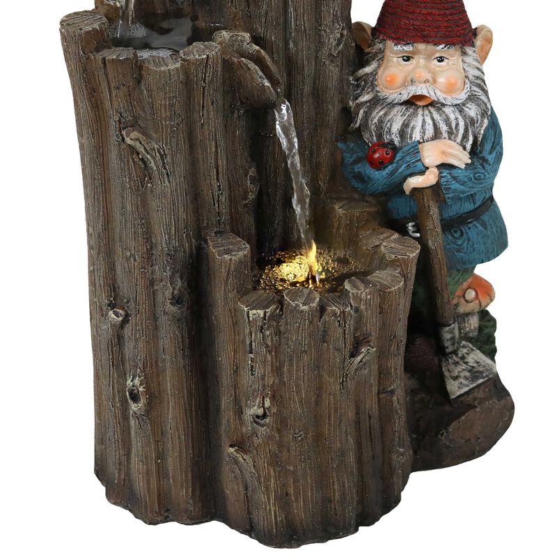 Sunnydaze Resting Gnome Outdoor Water Fountain with LED Lights - 17 in image number 4