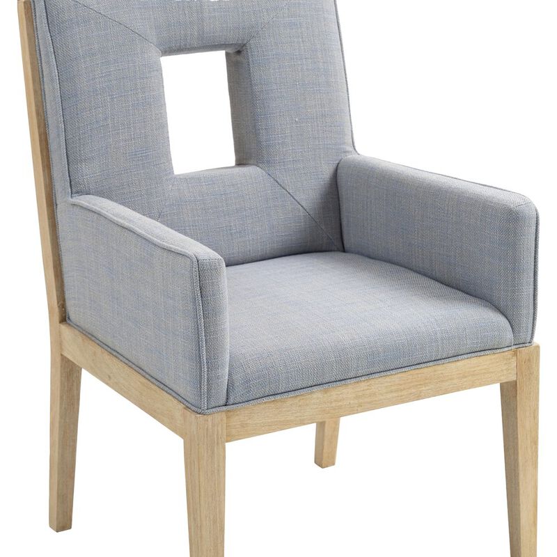 Meridian Furniture Gwendolyn Light Blue Linen Textured Fabric Dining Arm Chair