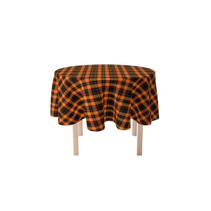 Fabric Textile Products, Inc. Round Tablecloth, 100% Polyester, Halloween Plaid