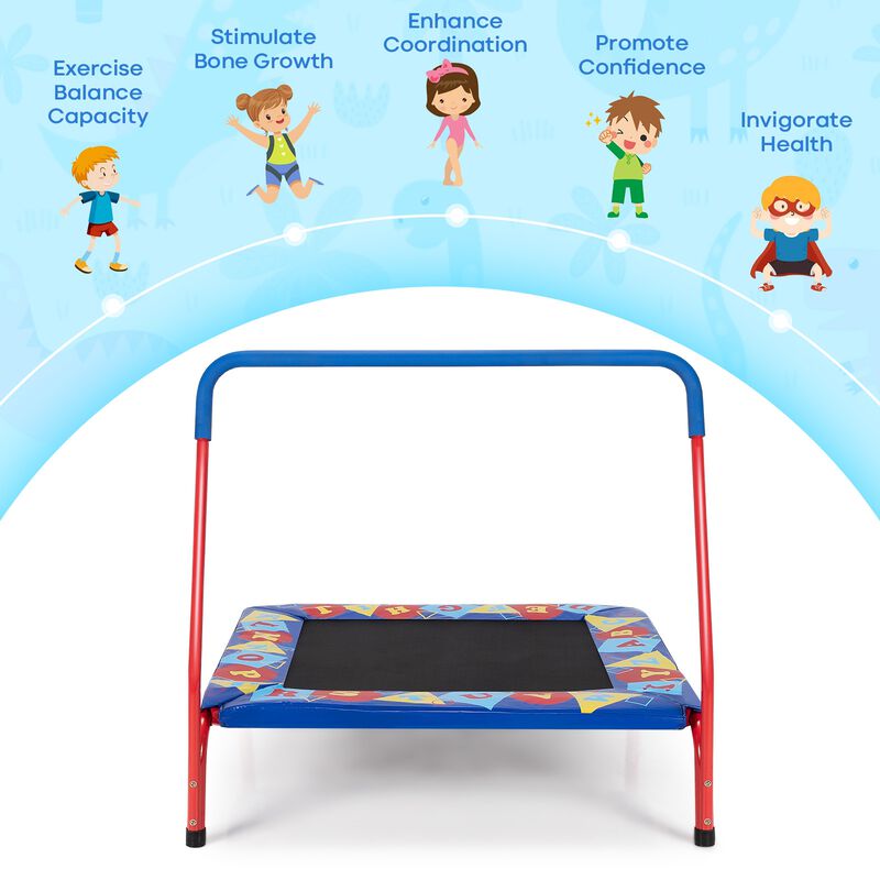 Kids Square Trampoline with Safety Foamed Handrail for Indoor Outdoor Use image number 4