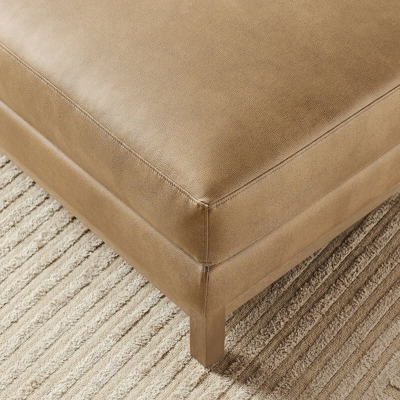 Modway Roscoe Vegan Leather Ottoman in Toast - Faux Leather Rectangular Footstool for Living Room, Bedroom, or Lounge Seating image number 9