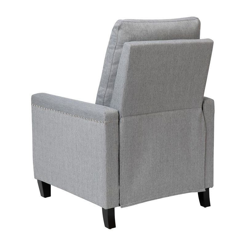 Flash Furniture Carson Transitional Style Push Back Recliner Chair - Light Gray Fabric Upholstery - Accent Nail Trim - Pillow Back Recliner