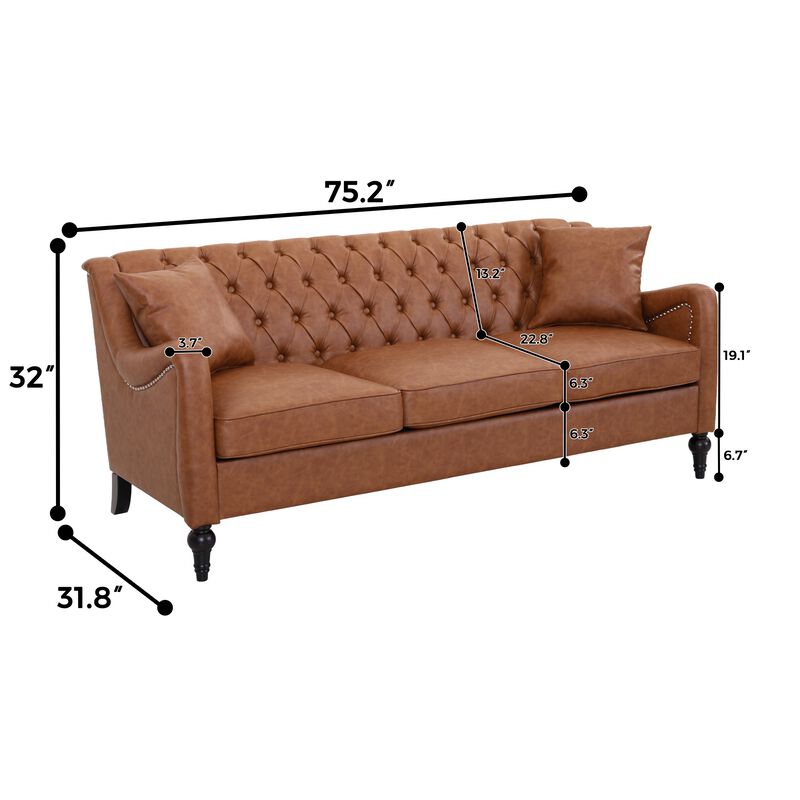 Zutung PU Leather 3‑Seater Sofa image number 9