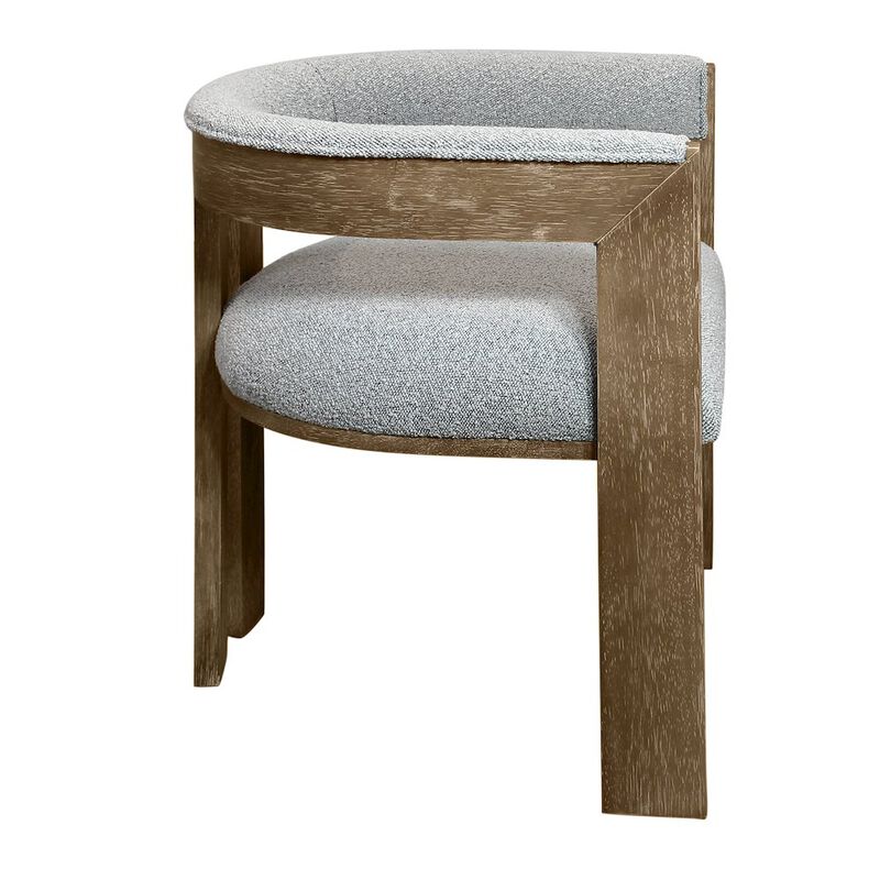 Trish Solid Wood Dining Arm Chair with Boucle Fabric and Down-Filled Seat
