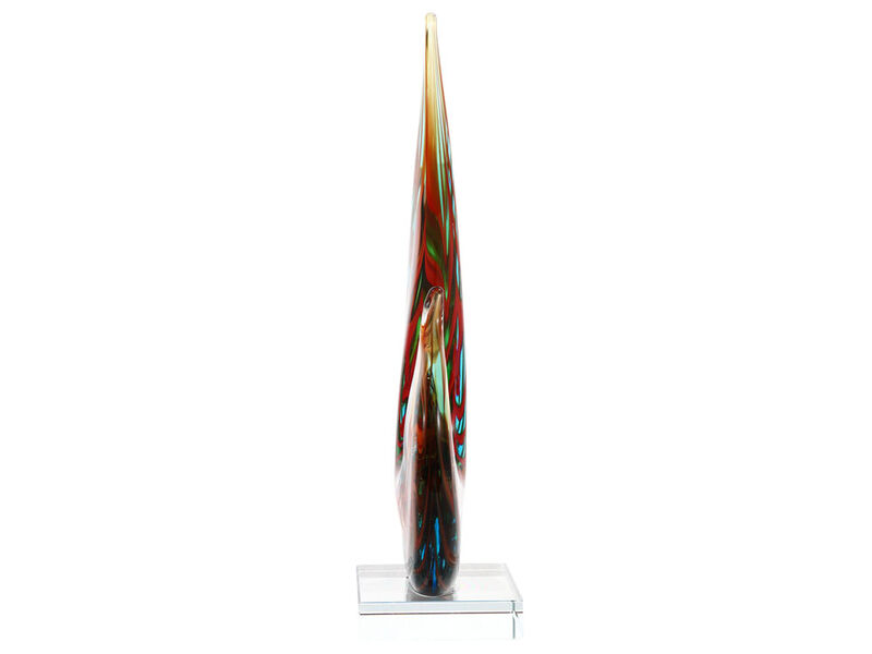 Hand Blown Flame Sommerso Art Glass Sculpture