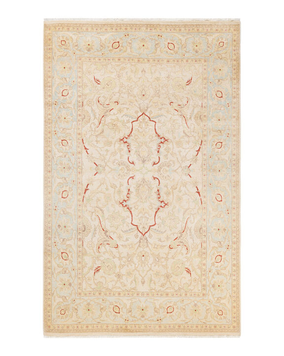 Eclectic, One-of-a-Kind Hand-Knotted Area Rug  - Ivory, 6' 0" x 9' 3"