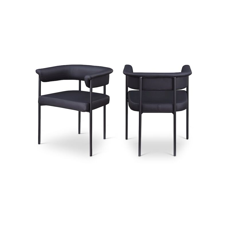 Meridian Furniture Malin Black Vegan Leather Dining Chair, Set of 2
