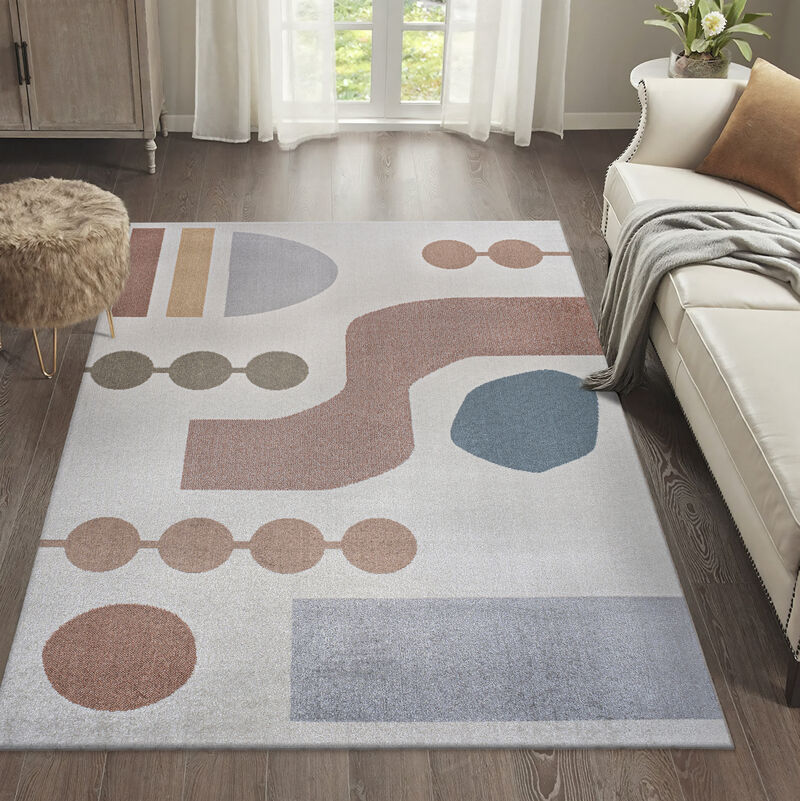 Riley Abstract Coastal Contemporary Machine-Washable Area Rug