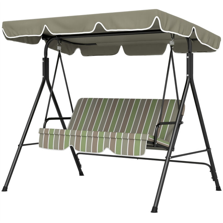 3-Seat Outdoor Swing Chair, Comfortable Patio Swing with Canopy for Yard & Terrace