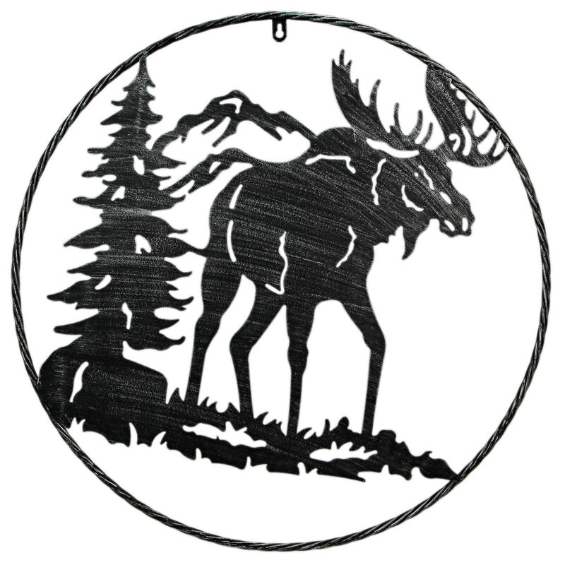 24 Inch Laser Cut Metal Moose Wall Art Rustic Silver Accent Cabin Lodge Decor image number 0