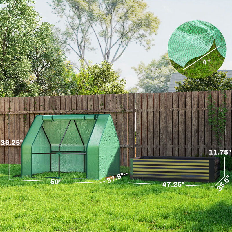 Hivvago Raised Garden Bed with Mini Greenhouse 4x3x1 ft image number 2