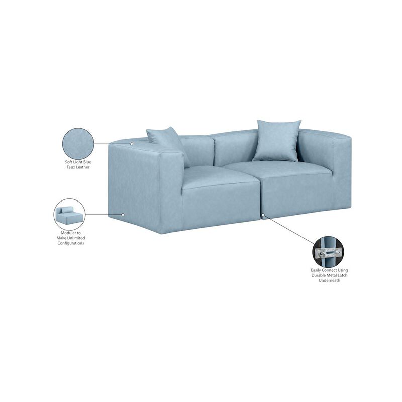 Meridian Furniture Cube Light Blue Vegan Leather Modular Sofa