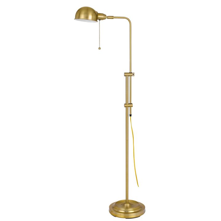 58 Inch Metal Floor Lamp, Adjustable Height, Chain Switch, Antique Brass-Benzara