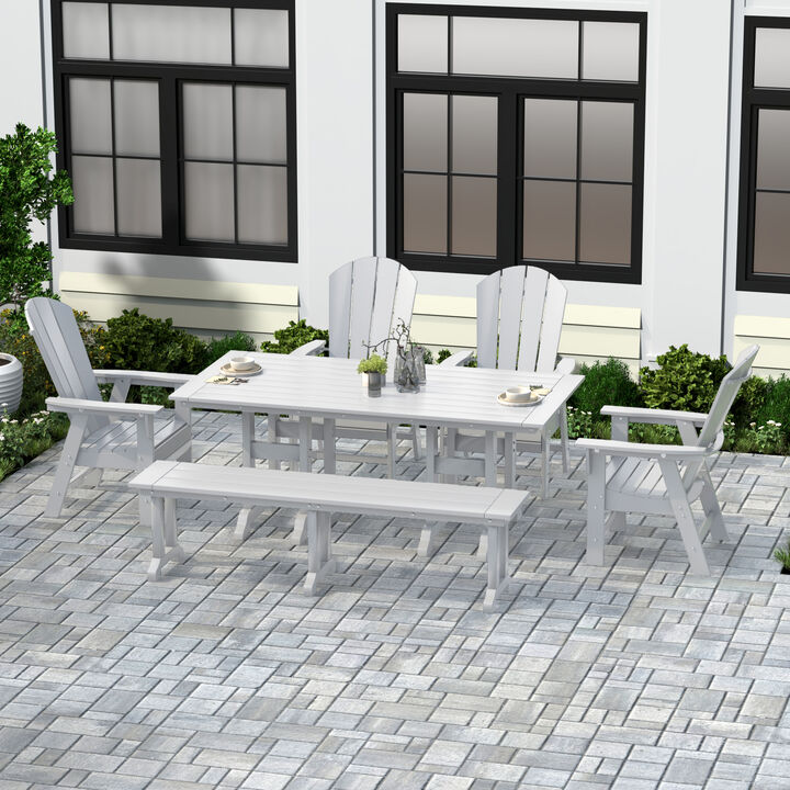 WestinTrends 6 Piece Outdoor Patio Dining Table and Armchair Dining Bench Set